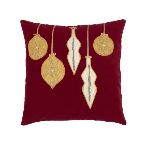 Ornaments Hand Appliqued Indoor & Outdoor Woven Accent Holiday Pillow
