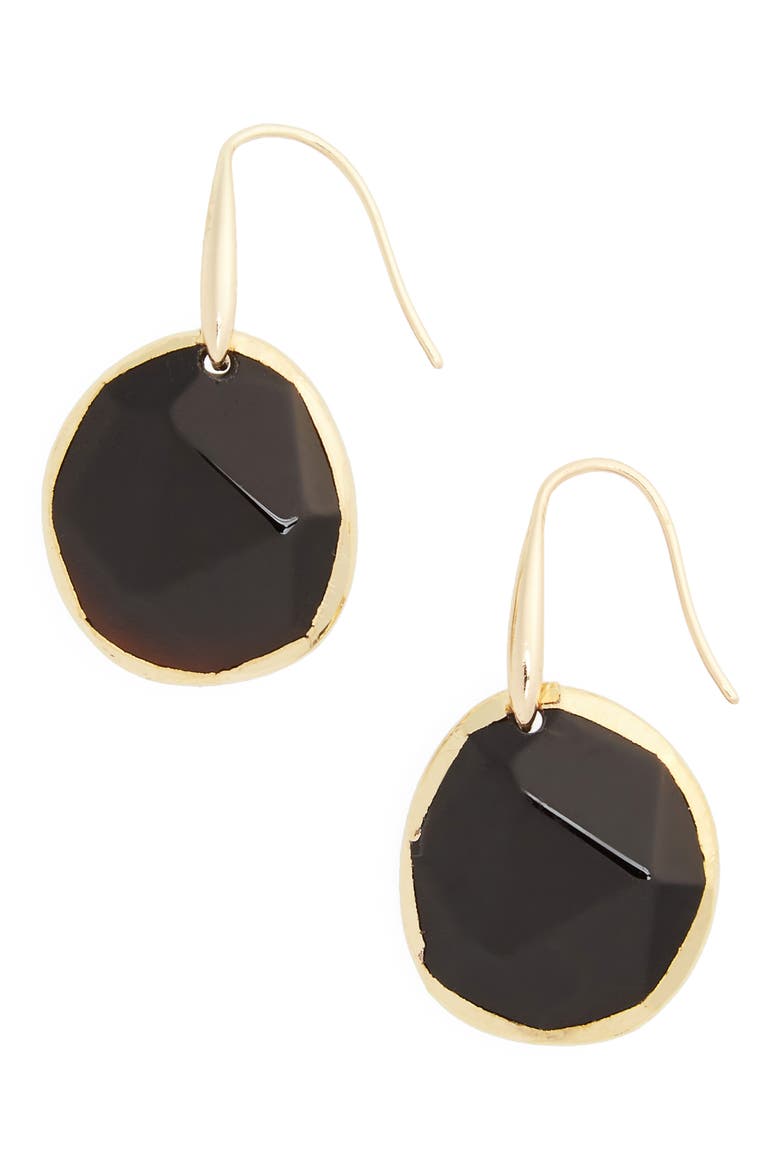 Semiprecious Stone Drop Earrings, Main, color, BLACK- GOLD