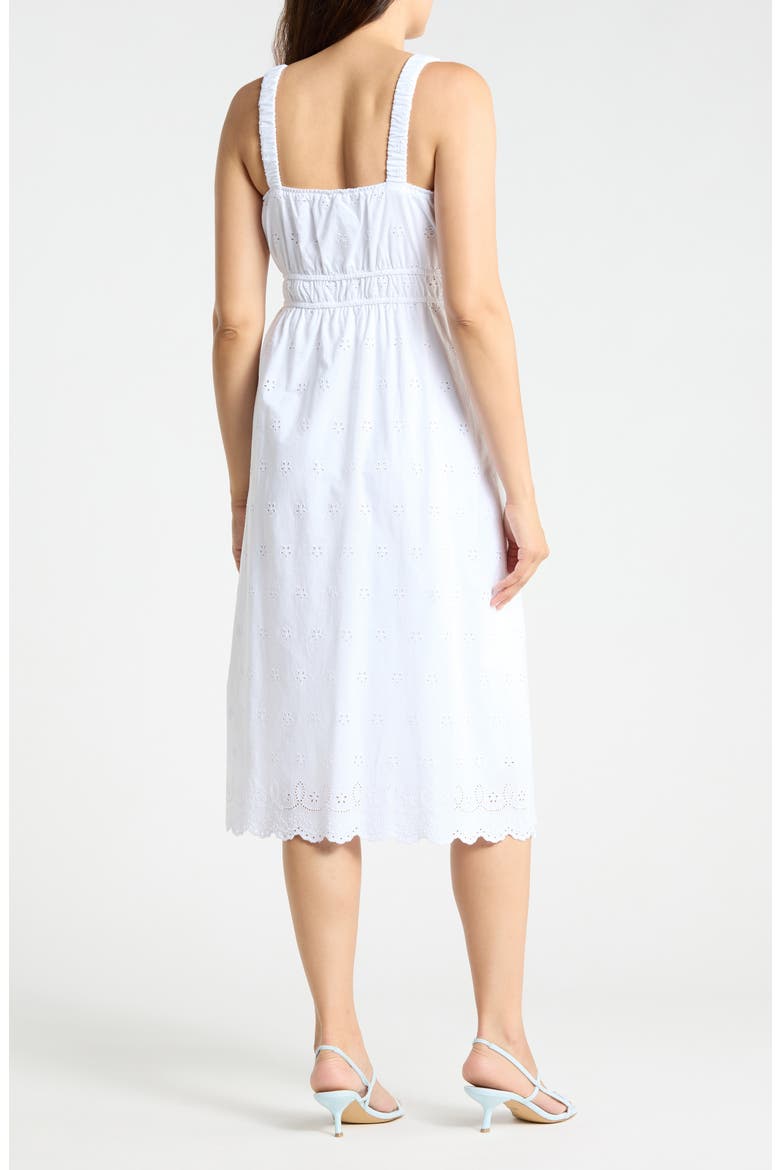Embroidered Eyelet Cotton Midi Sundress, Alternate, color, WHITE