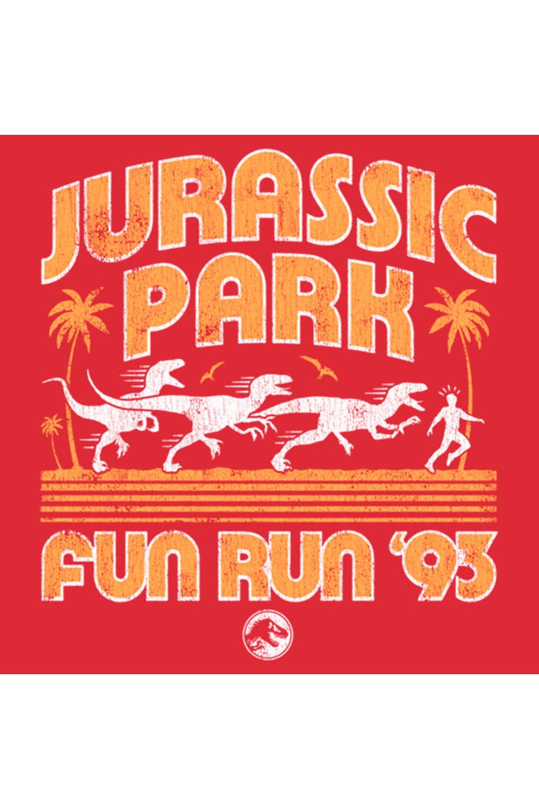Men's Jurassic Park Small Dinos Fun Run  Graphic T-Shirt, Alternate, color, Red Heather