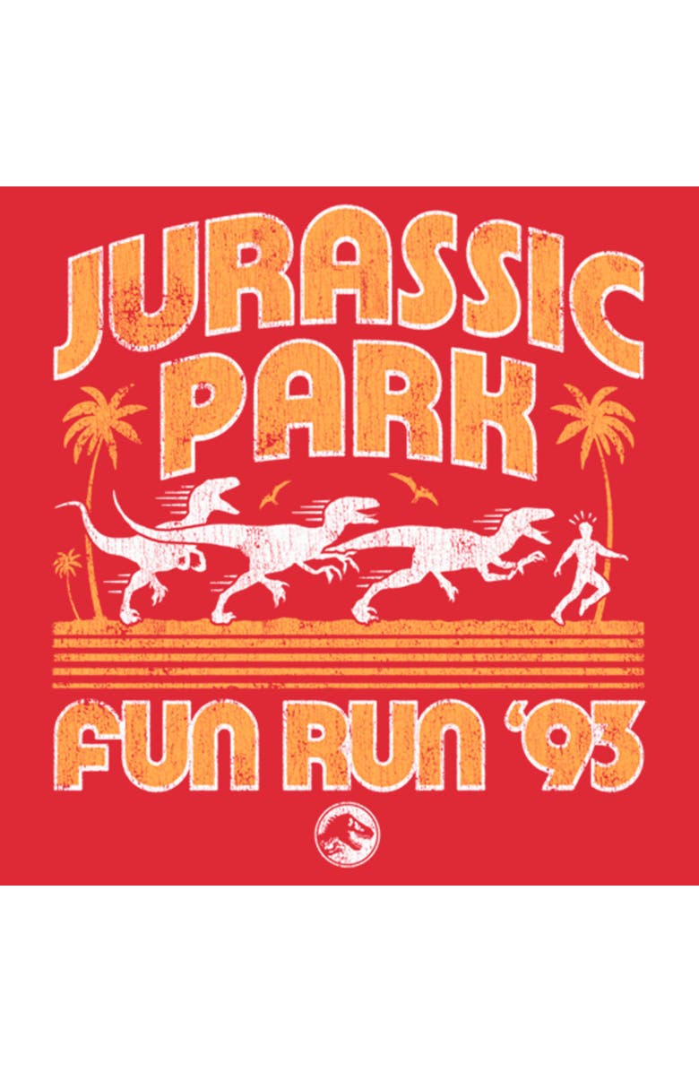 Jurassic Park Men's Jurassic Park Small Dinos Fun Run Graphic T-Shirt, Alternate, color, Red Heather