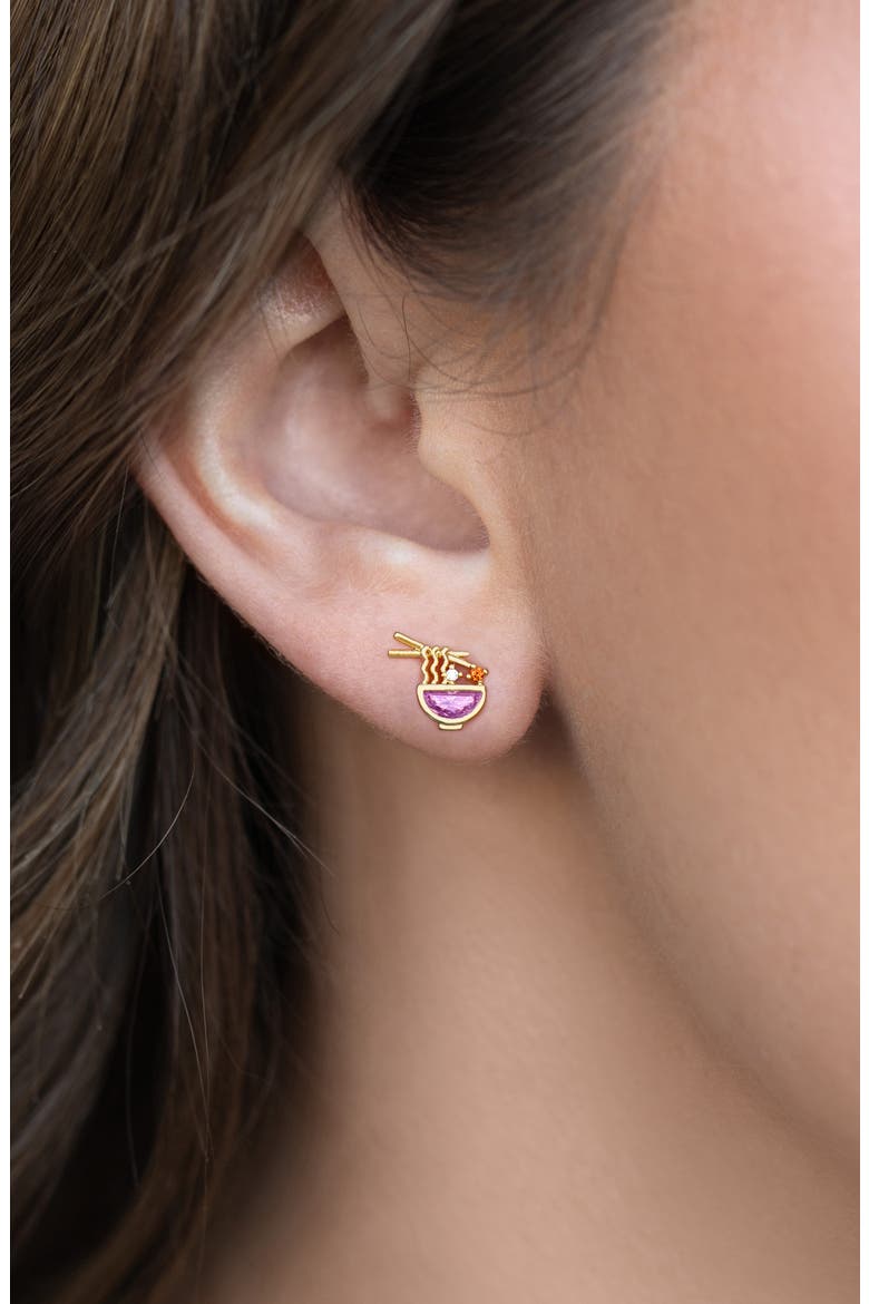 Ramen Stud Earrings, Alternate, color, GOLD
