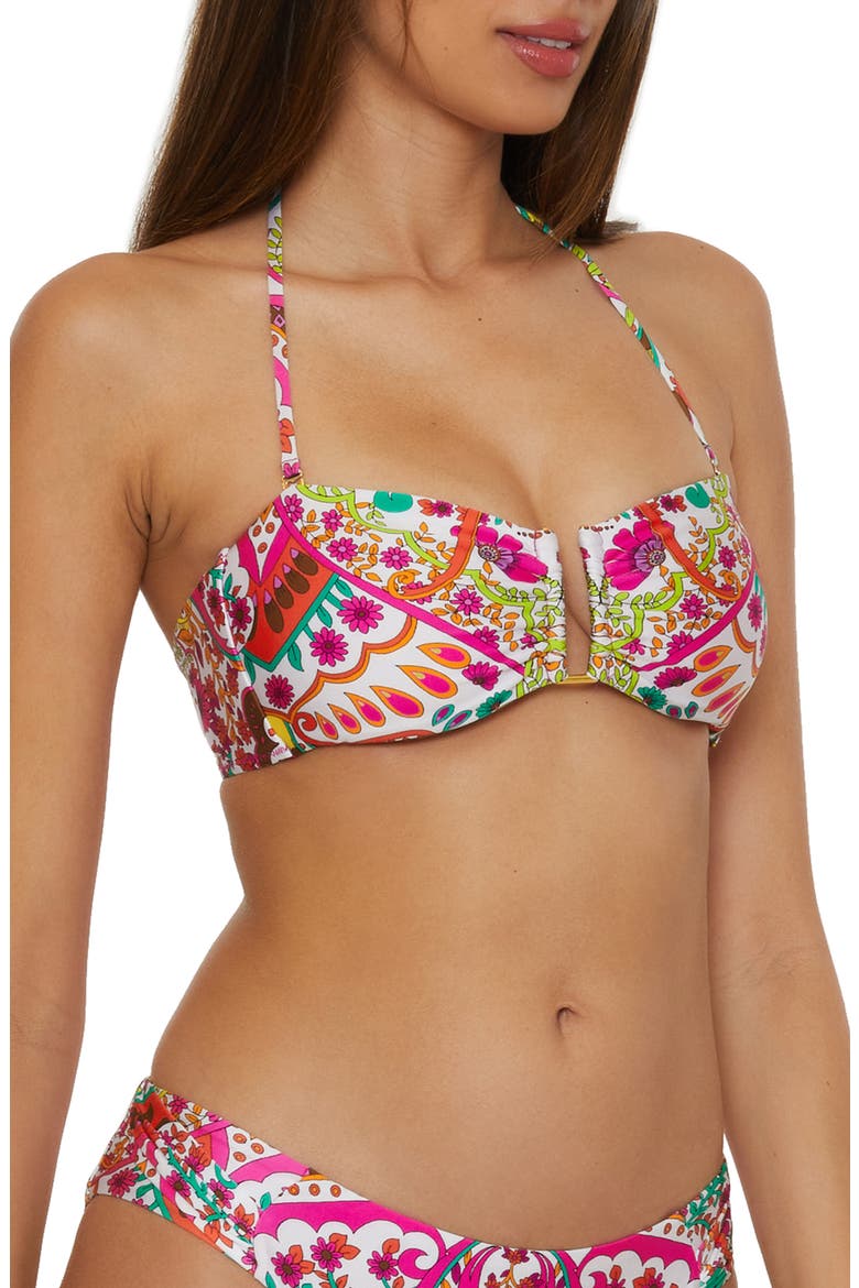 Hawaiian Bandeau Bikini Top, Alternate, color, PINK MULTI