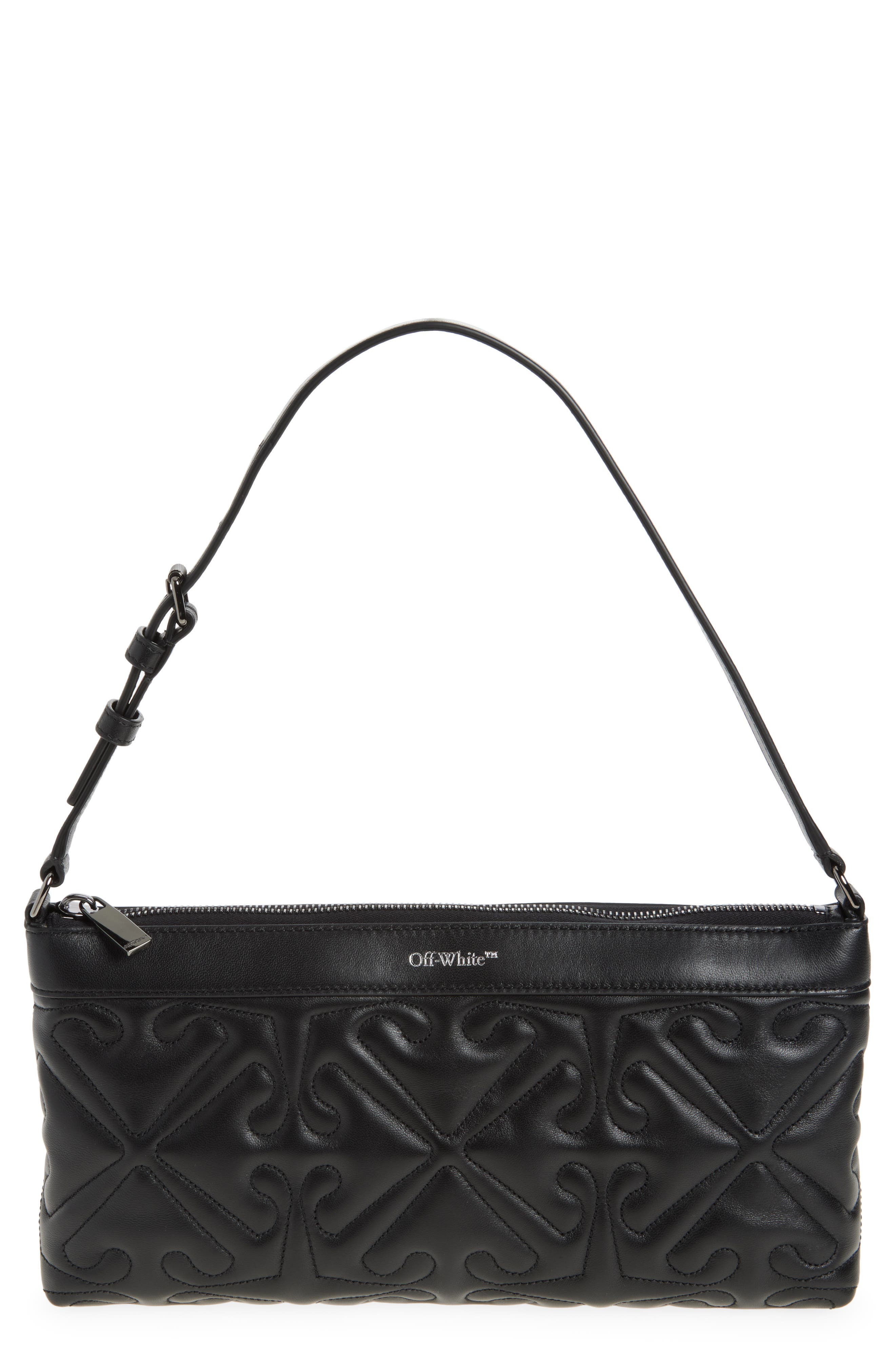 Arrow Quilted Leather Shoulder Bag, Main, color, 1000 BLACK