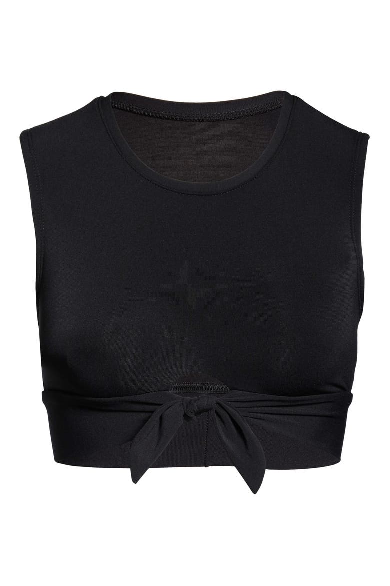 Ava Longline Knot Front Bikini Top, Alternate, color, BLACK