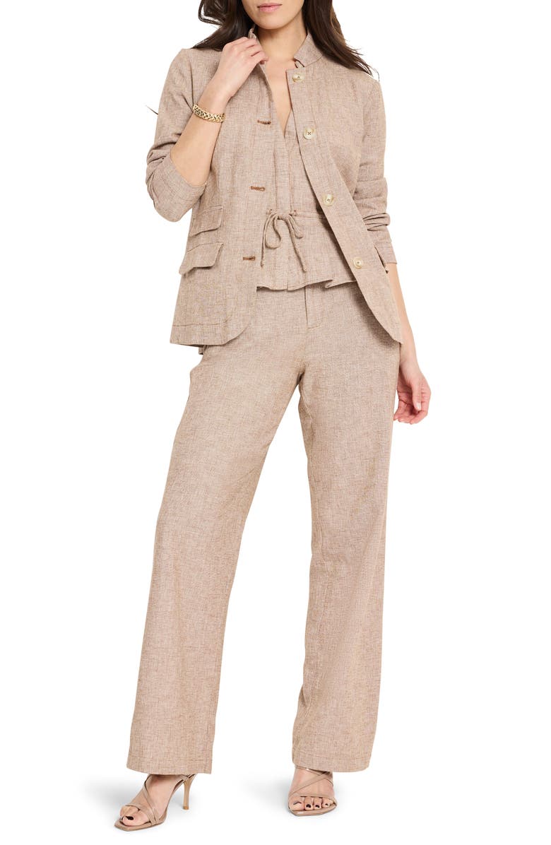 NIC+ZOE Eliot Cotton & Linen Wide Leg Pants, Alternate, color, Brown Mix