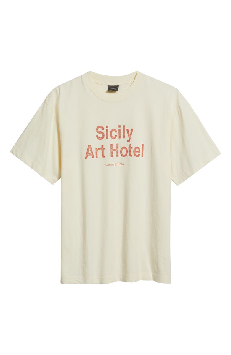 SANTO STUDIO Sicily Art Hotel Graphic T-Shirt, Alternate, color, Cream