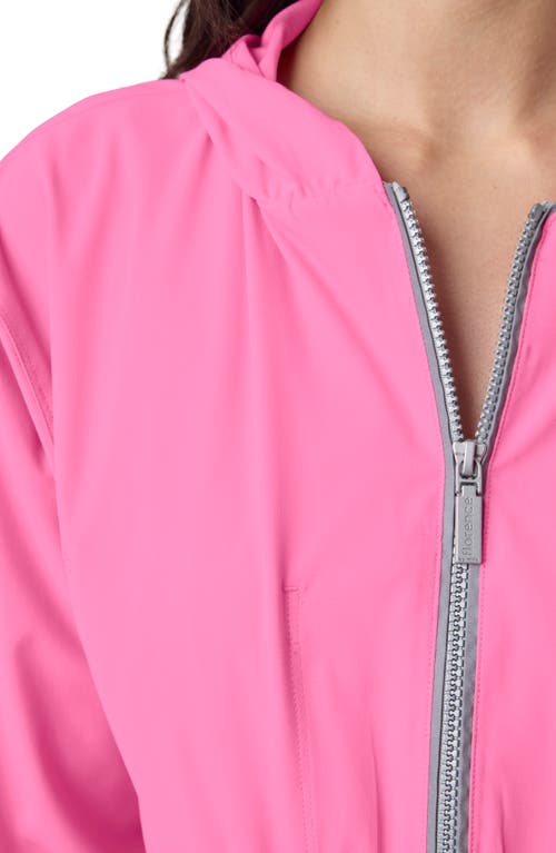 Florence By Mills Front Zip Hooded Crop Track Jacket In Azalea Pink