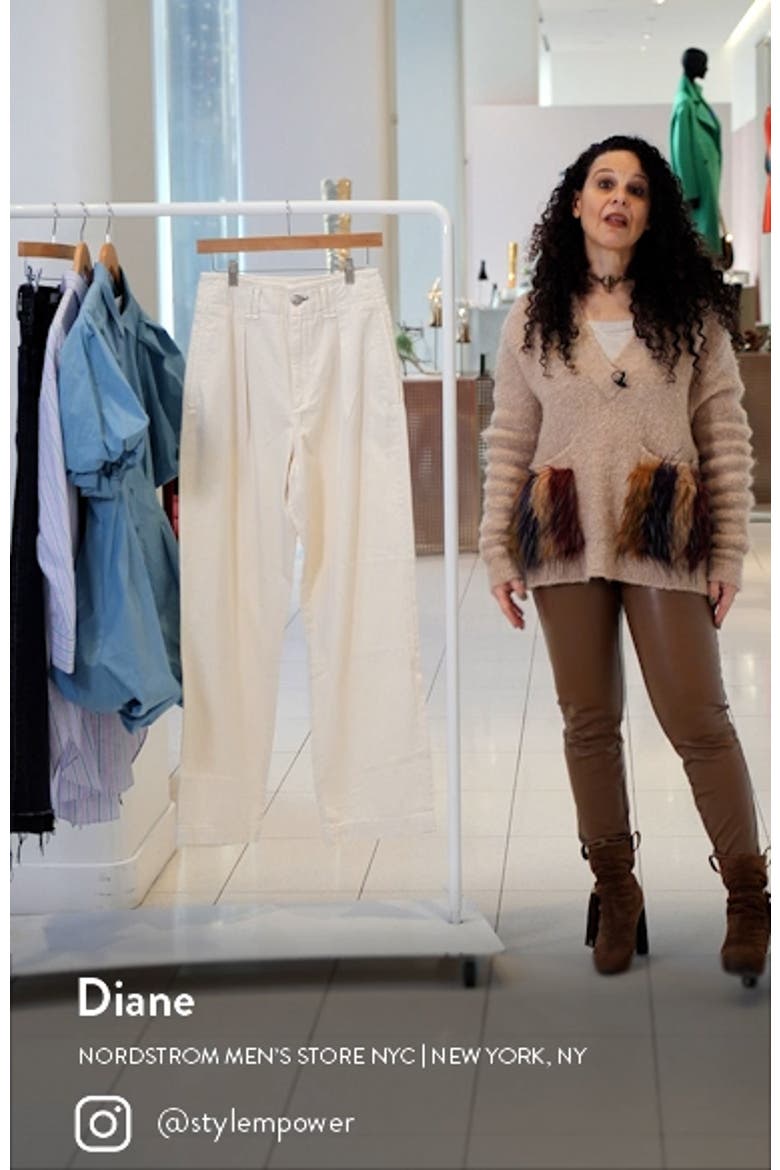 Pleated High Waist Cotton Trousers video