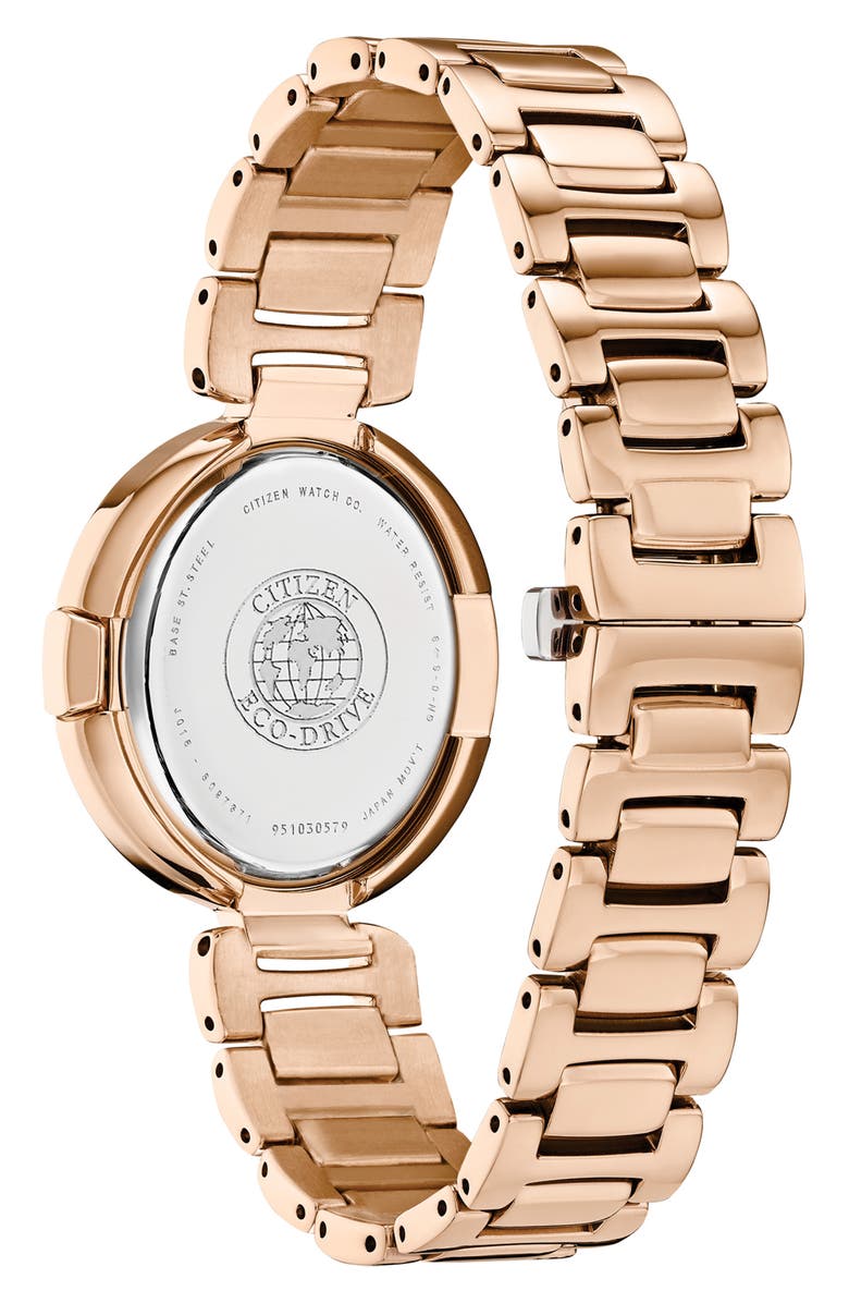 Citizen Capella Collection Eco-Drive Diamond Bezel Bracelet Watch, 34mm, Alternate, color, Rose Gold