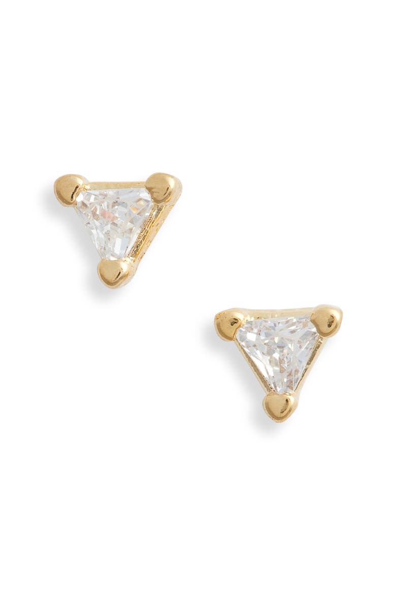 Pyramid Cubic Zirconia Stud Earrings, Main, color, GOLD