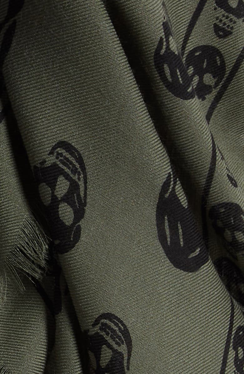 McQueen Skull Print Wool Scarf, Alternate, color,