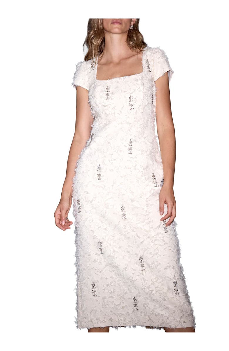 MINT VELVET Embellished Jacquard Midi Dress, Alternate, color, Ivory