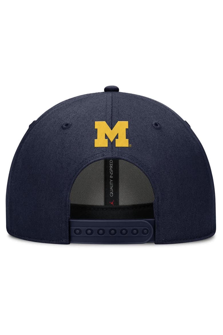 Men's Jordan Brand Navy Michigan Wolverines Slanted Primetime Rise Performance Adjustable Hat, Alternate, color, Navy