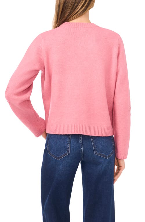 Cece Floral Soutache Cardigan In Pink