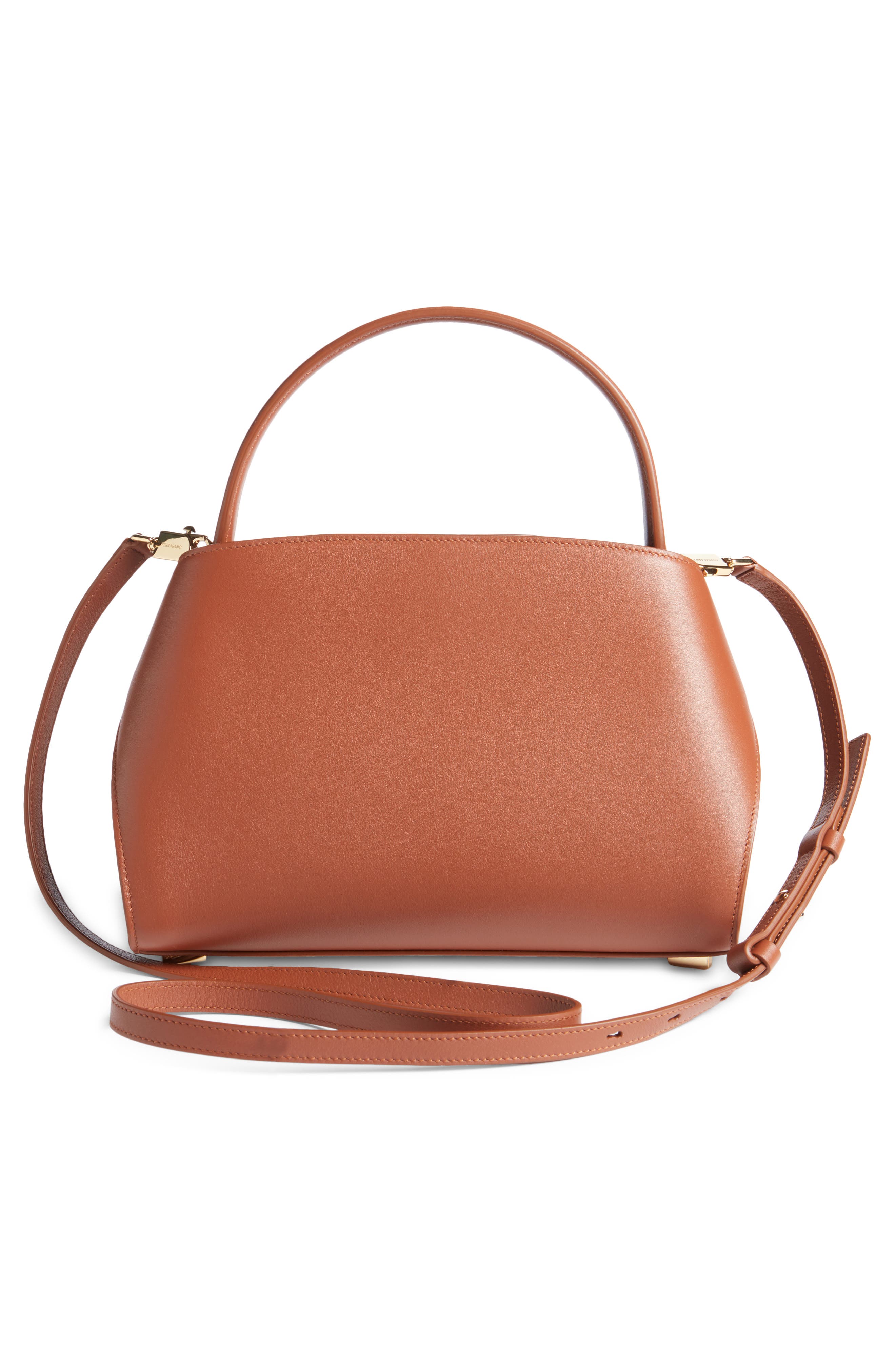 Extra Small Hug Leather Top Handle Bag, Alternate, color, NEW COGNAC T DI MORO