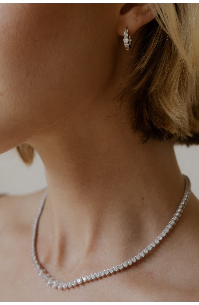 Untamed Petals Riviera Crystal Hoops, Alternate, color, Silver