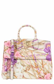 FERRAGAMO Gancini Print Leather Tote Bag