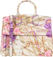 FERRAGAMO Gancini Print Leather Tote Bag
