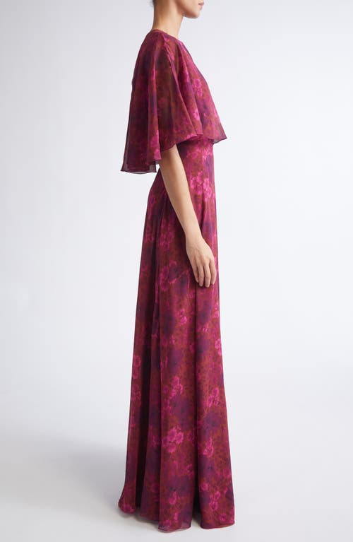Giambattista Valli Anemones Cape Bodice Silk Georgette Dress In Pink