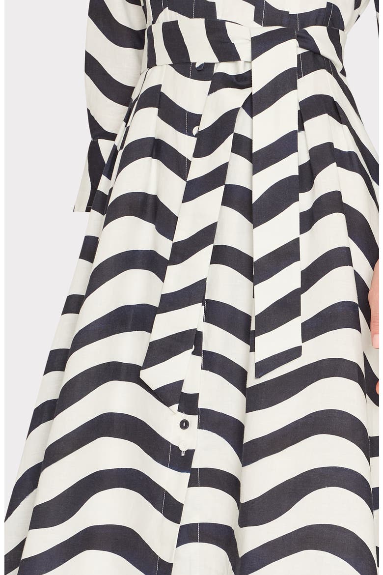 Lexi Stripe Tie Waist Long Sleeve Midi Shirtdress, Alternate, color, NAVY/ WHITE