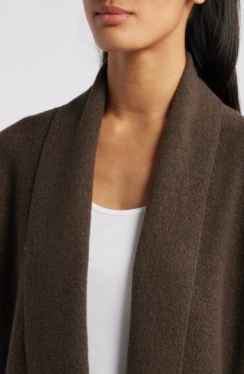 Eileen Fisher High Collar Wool Felted Coat In Brown