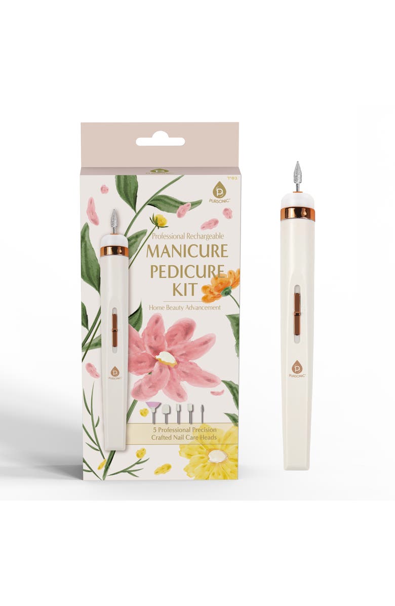 PURSONIC Professional Manicure & Pedicure Kit - High-Speed Nail Drill with LED Light & Precision Nail Care Heads, Main, color, White