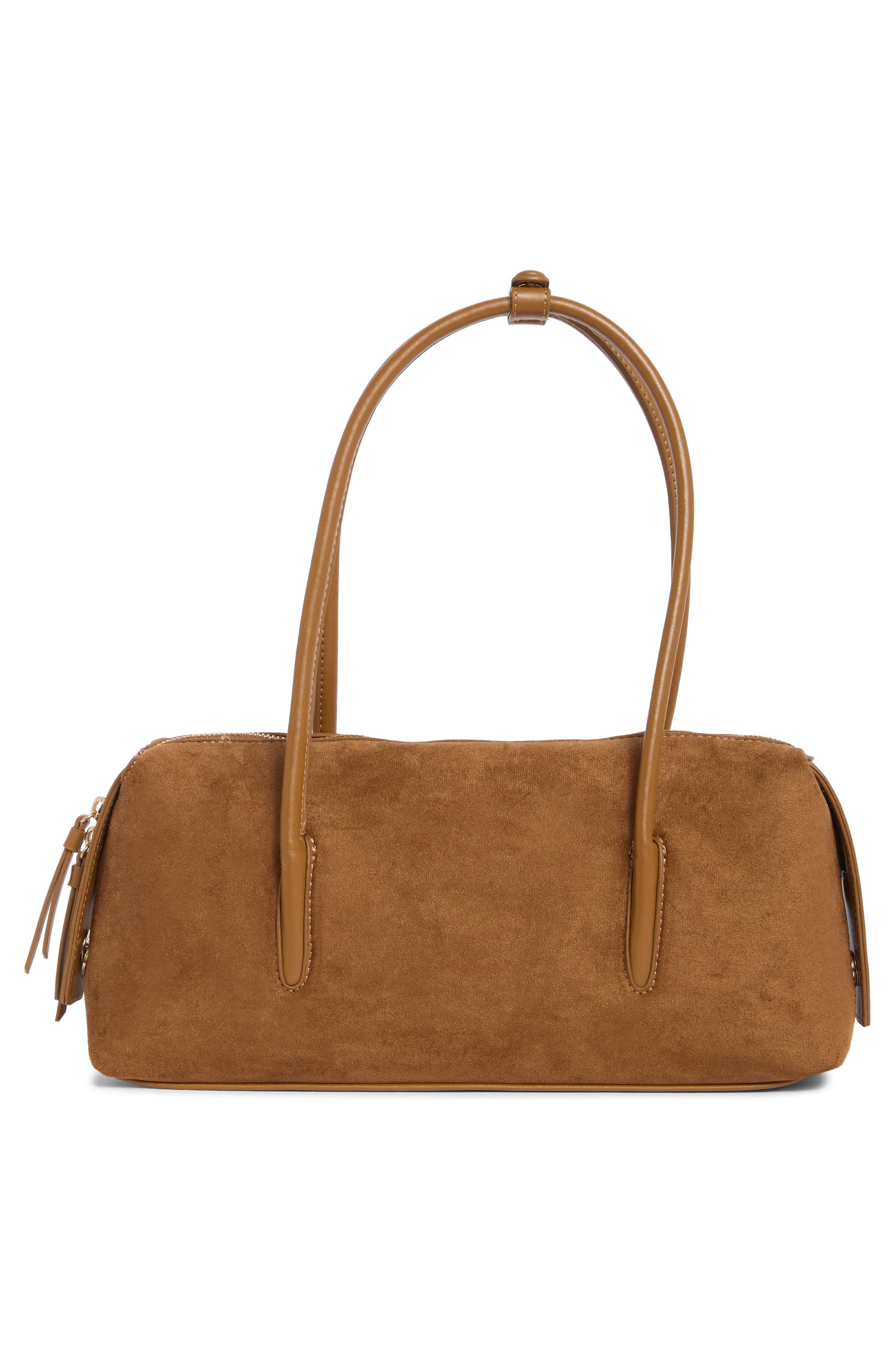 Faux Suede Shoulder Bag, Alternate, color, COGNAC