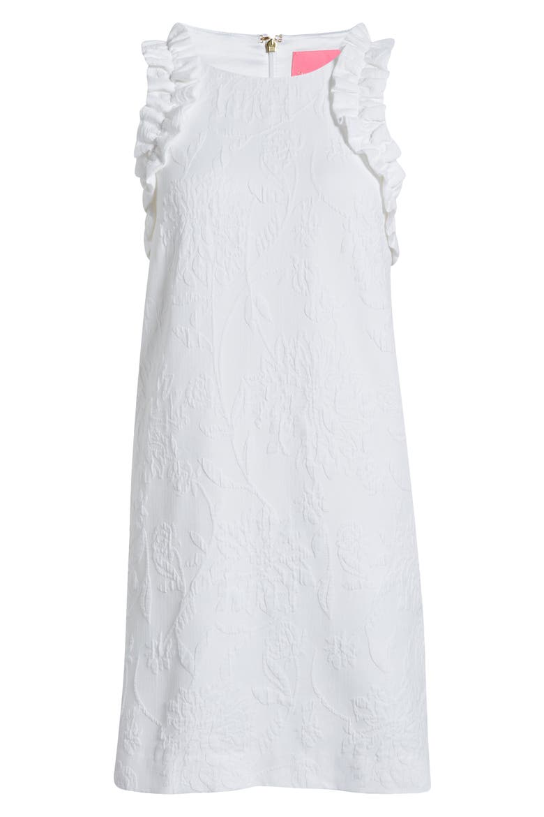 Kailee Floral Jacquard Shift Dress, Alternate, color, RESORT WHITE