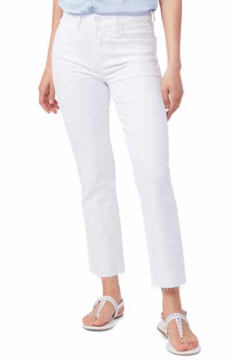 PAIGE Cindy Raw Hem High Waist Straight Leg Jeans