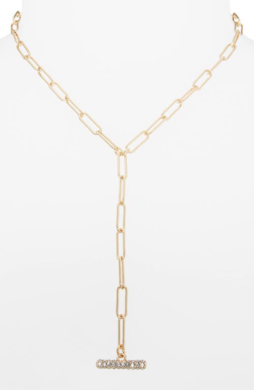 Open Edit Paper Clip Pavé Toggle Necklace In Gold