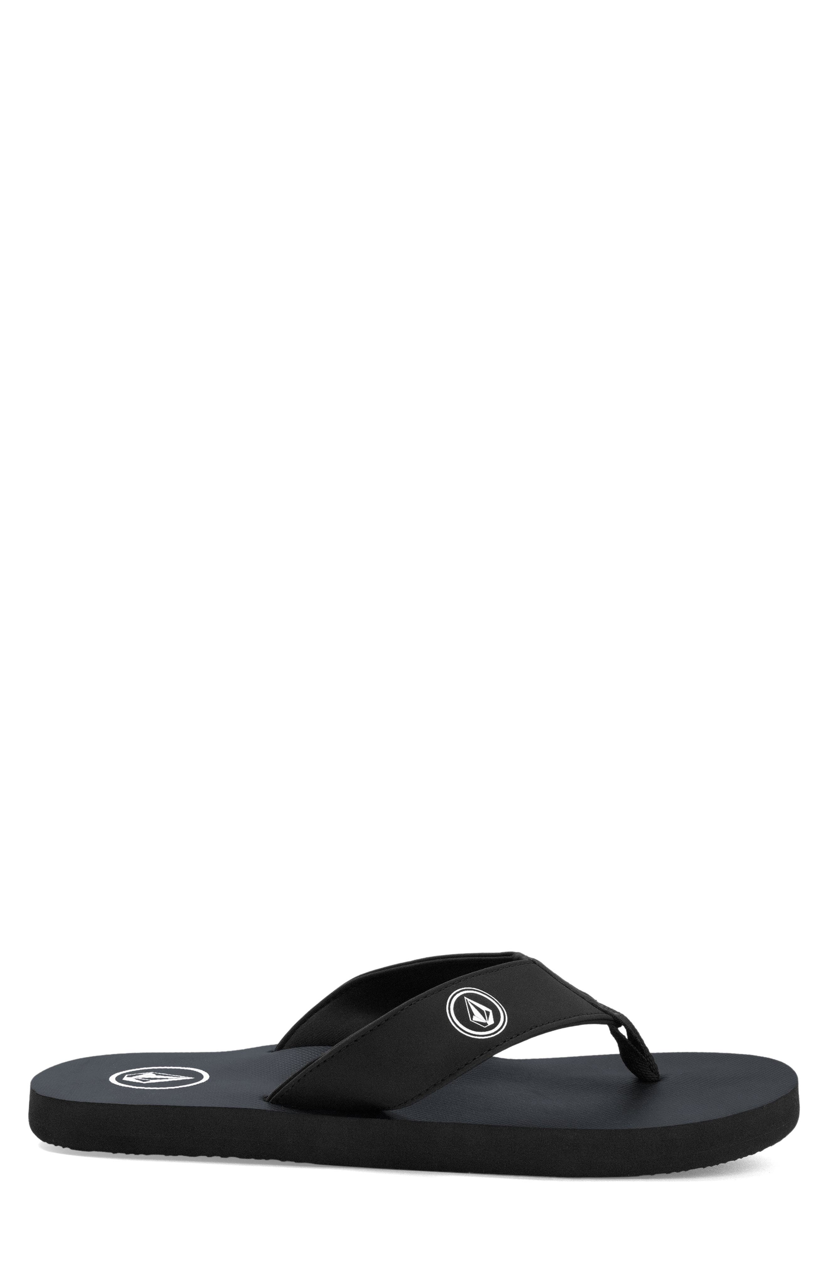 Volcom Vocation Leather Flip Flops, Alternate, color, Black