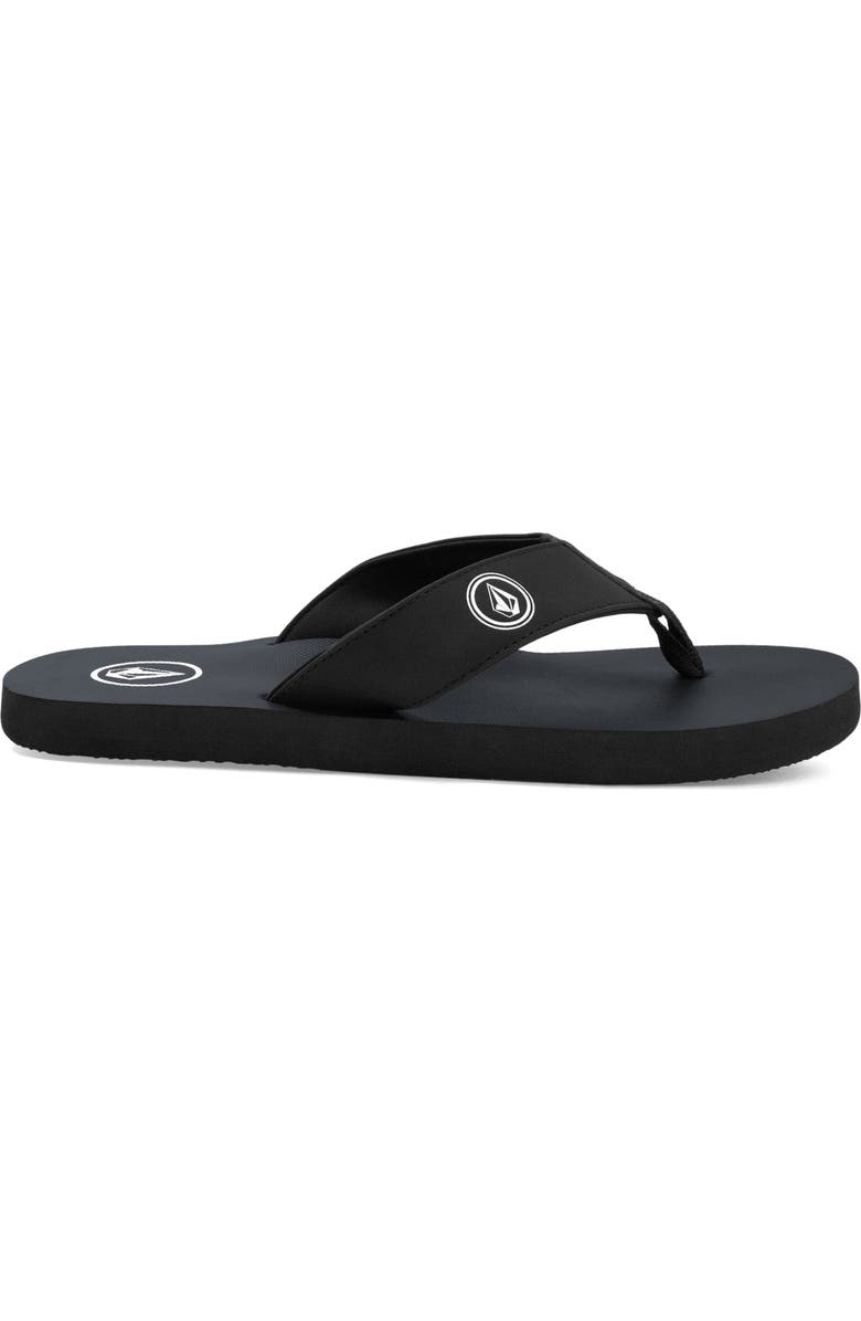 Volcom Vocation Leather Flip Flops, Alternate, color, Black