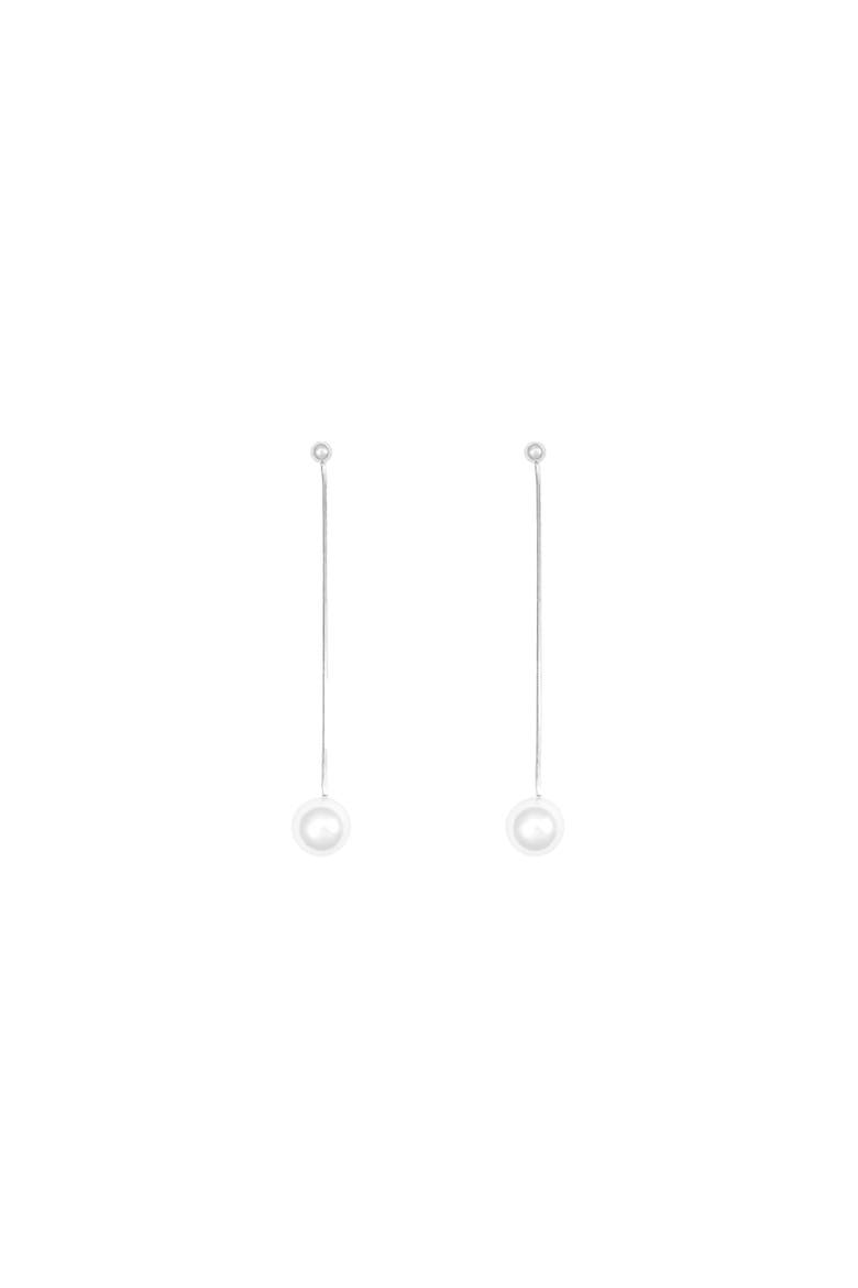 14k Gold Plated Dangled Pearl Earrings Trendy Statement Piece, Main, color, Silver