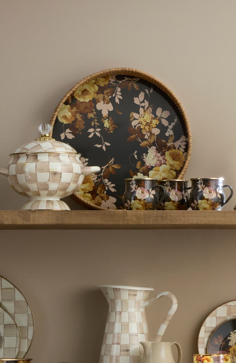 MACKENZIE CHILDS Wild Rose Enameled Steel Abundant Bowl, Alternate, color, Black/ Brown