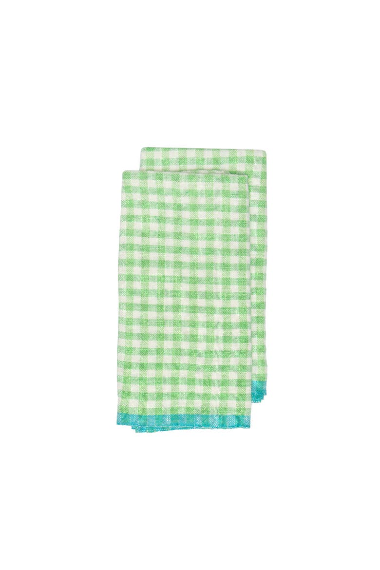 Gingham Towels  - Set of 2, Alternate, color, Lime/Aqua 20" x 30"