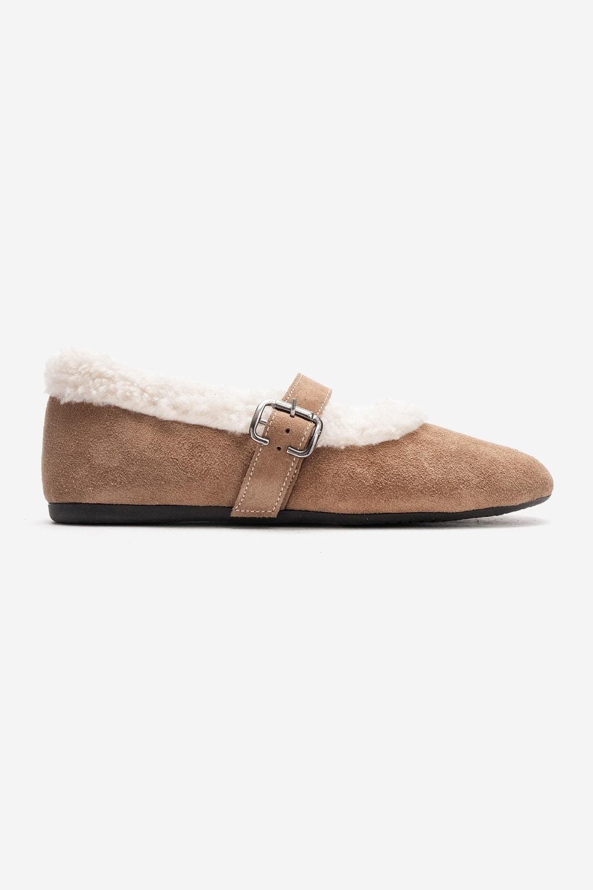 Guin Leather Strap Flat, Alternate, color, Cognac Suede Leather