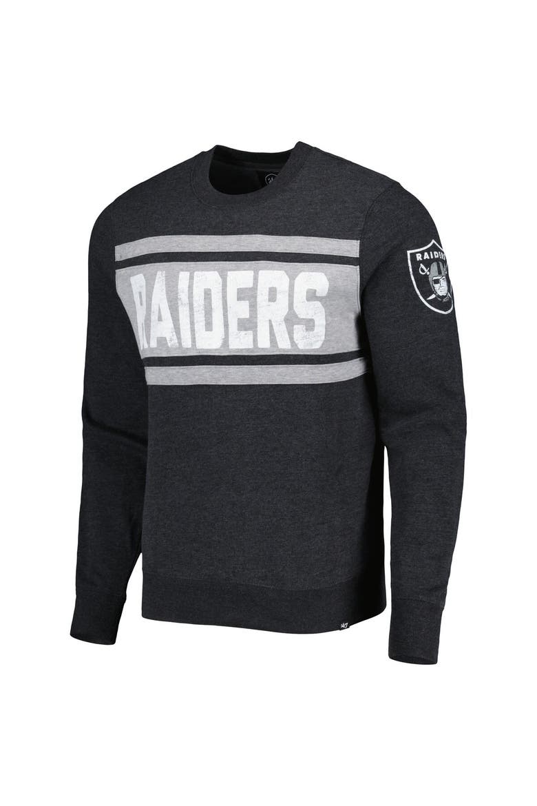 Men's '47 Heathered Black Las Vegas Raiders Bypass Tribeca Pullover Sweatshirt, Alternate, color, Black