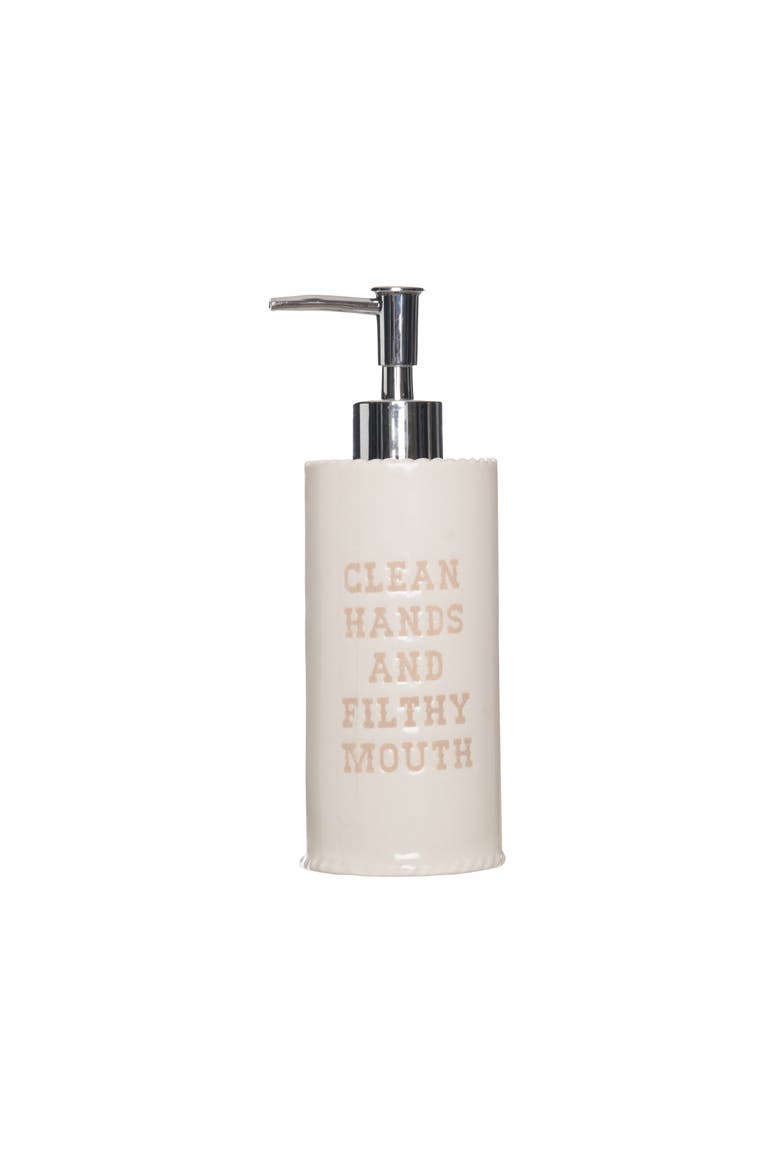 Dirty Mouth Soap Dispenser Ceramic White 10 oz, Main, color, White