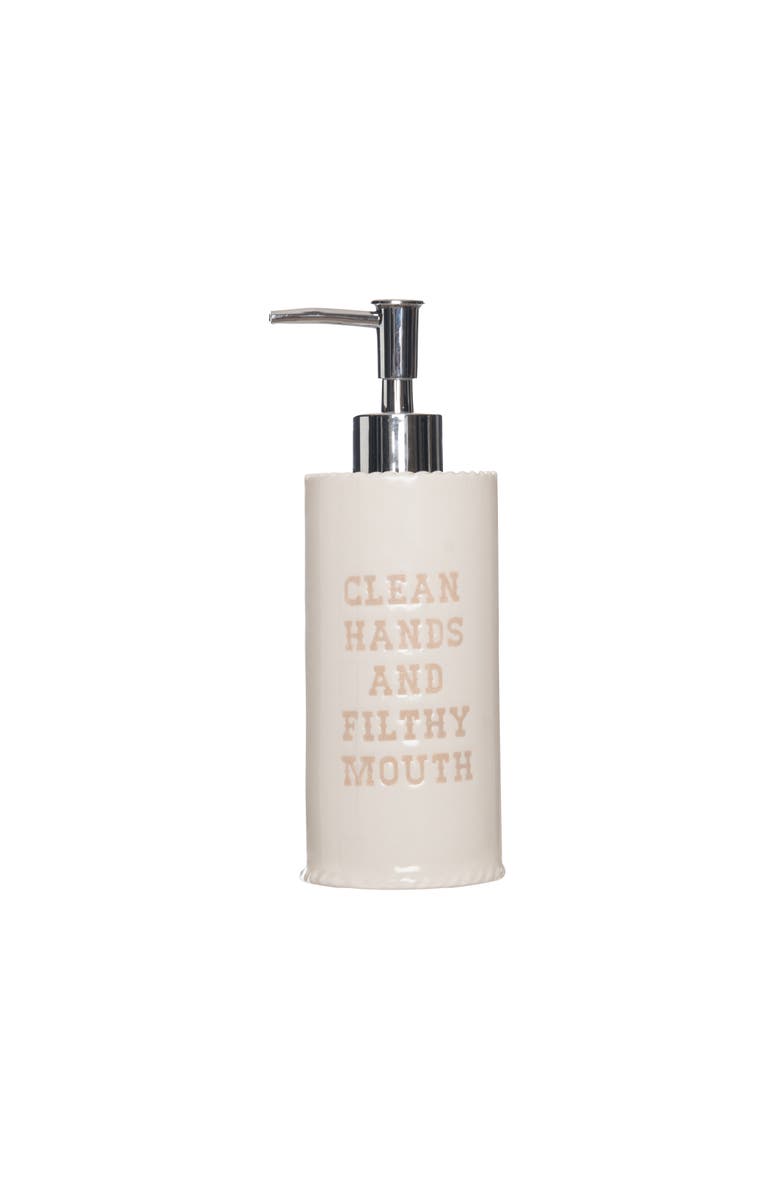 Totalee Gift Dirty Mouth Soap Dispenser Ceramic White 10 oz, Main, color, White
