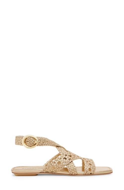 Stuart Weitzman Thea Metallic Braided Slingback Sandals In Golden