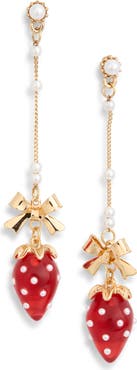 EYE CANDY LOS ANGELES Adeline Strawberry Faux Pearl Drop Earrings