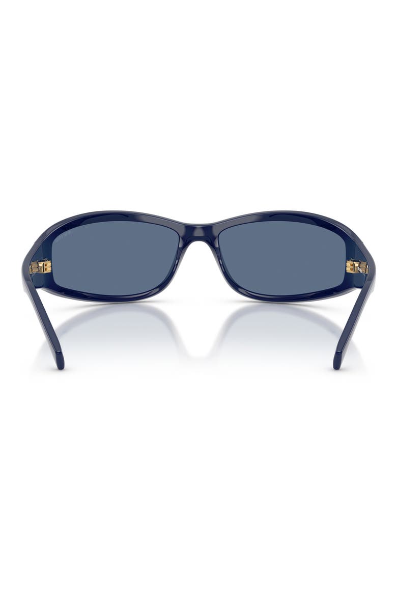69mm Irregular Wraparound Sunglasses, Alternate, color, BLUE / BLUE