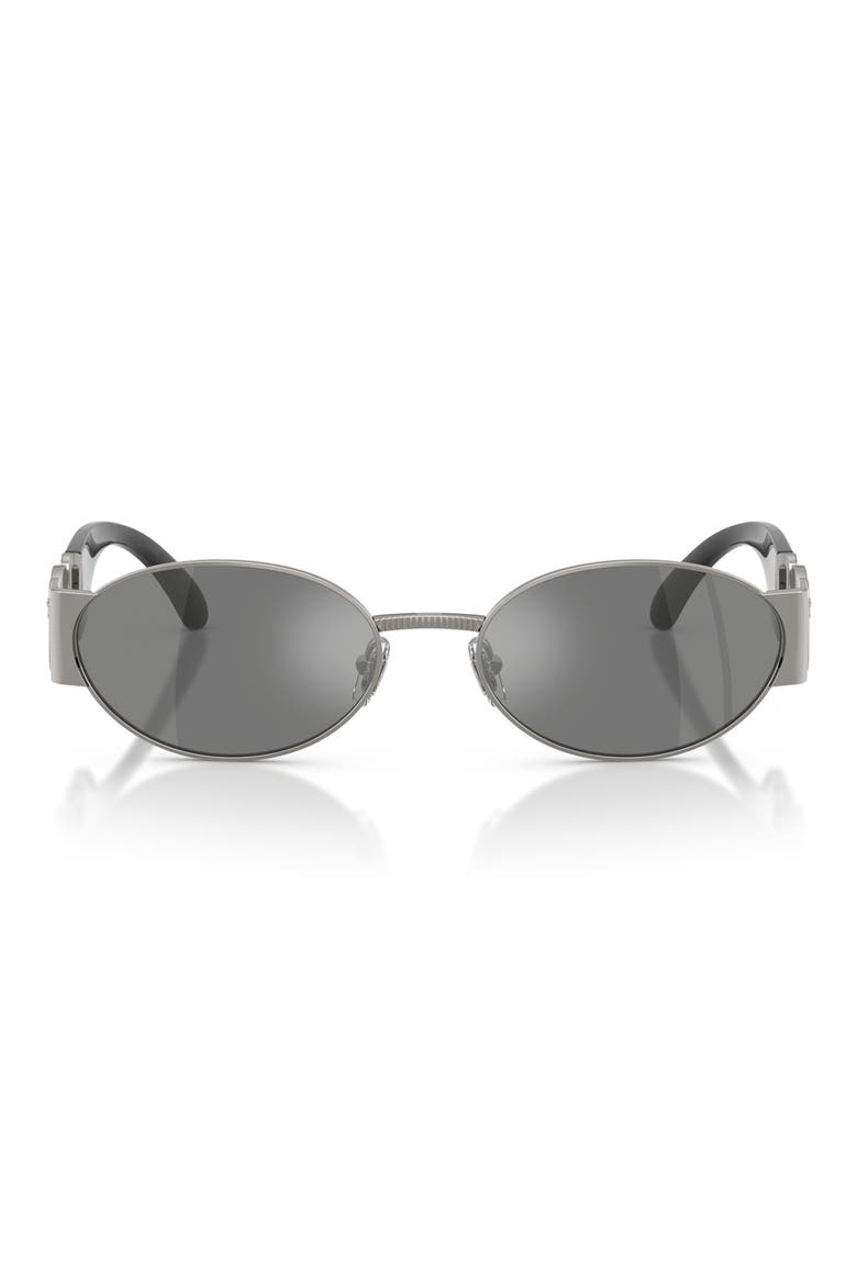 56mm Oval Sunglasses, Main, color, GUNMETAL / GREY MIRROR SILVER