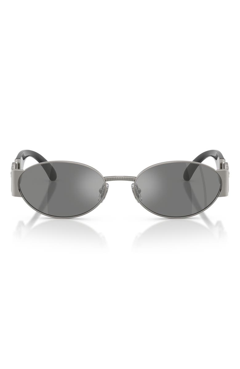 Versace 56mm Oval Sunglasses, Main, color, Gunmetal / Grey Mirror Silver