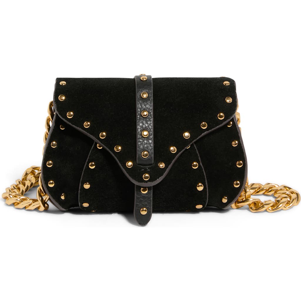 Aimee Micro Armour Suede Crossbody Bag In Black
