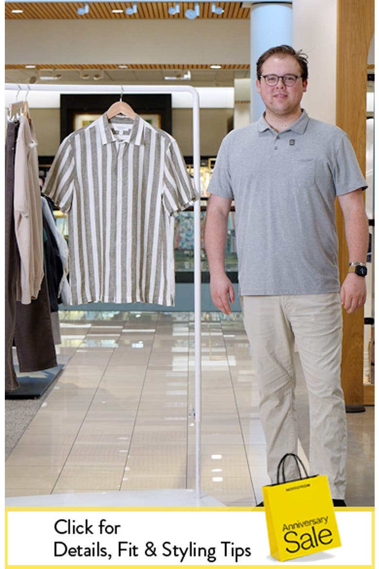 Edward Stripe Short Sleeve Linen Button-Up Shirt video