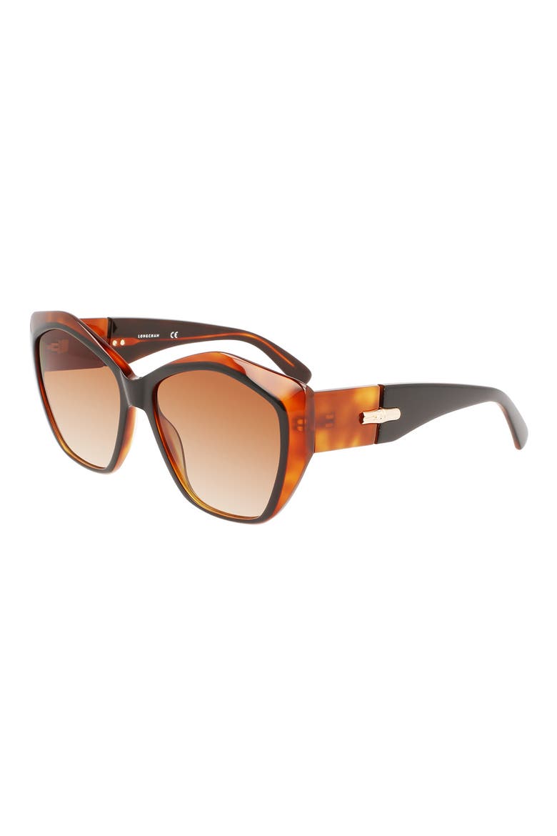 57mm Roseau Tea Cup Sunglasses, Alternate, color, BLACK/ HAVANA HONEY