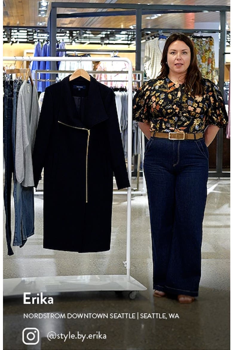 Women's Asymmetric Zip Fine Twill Wool Blend Coat video