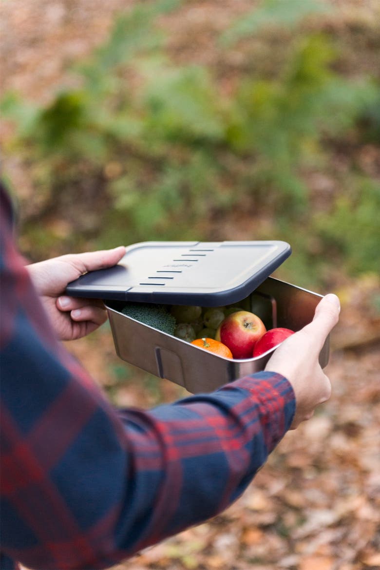 Essentials 8.25" Stainless Steel Lunch Box, Alternate, color, SILVER, BLUE